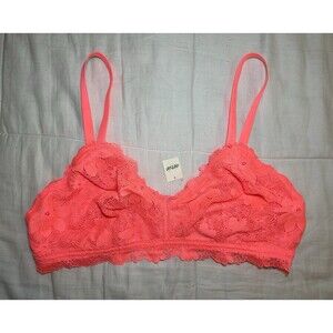 AERIE Bright‎ Neon Pink Lace Triangle Wireless Romantic Bralette SIZE XL NWT